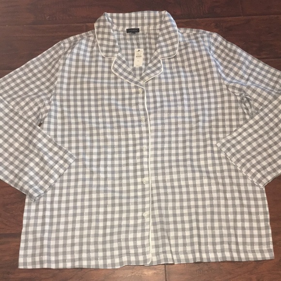 NWT Talbots Gray and white Gingham Pj set - Picture 2 of 12